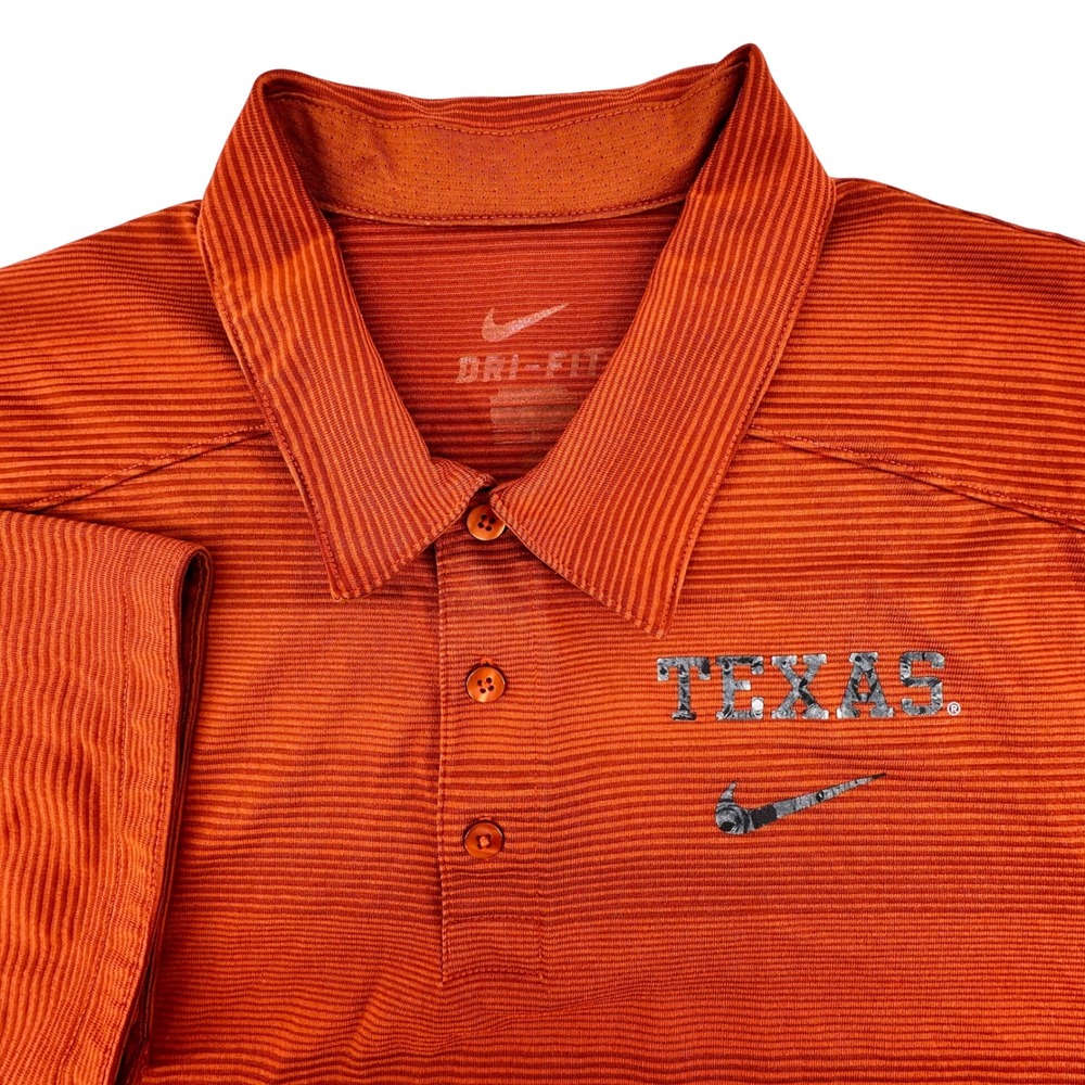 Nike Texas Longhorns‎ Dri-FIT Polo Shirt Mens Burnt Orange Short Sleeve Stripe L